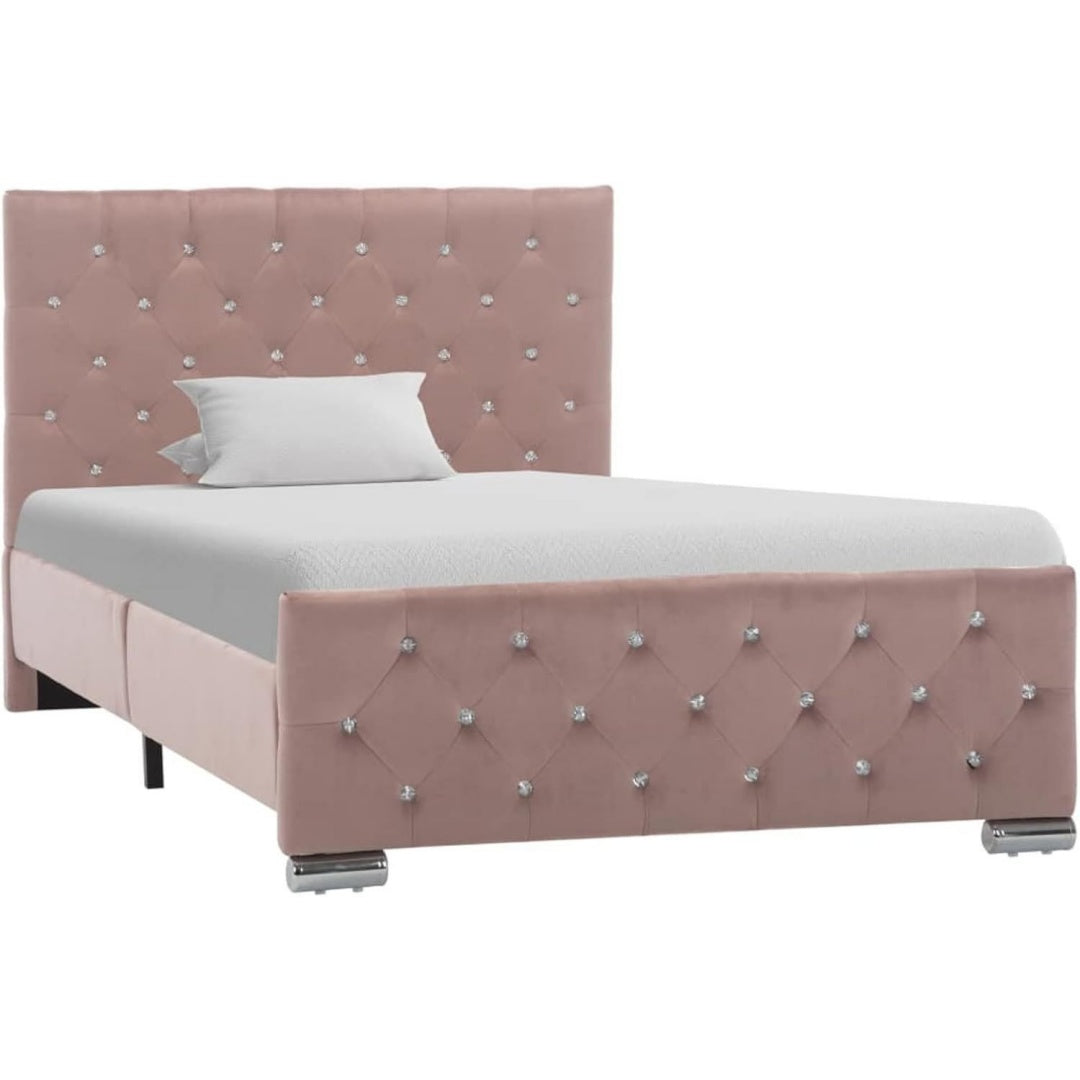 Das Bettgestell misst 100 x 200 cm in Rosa