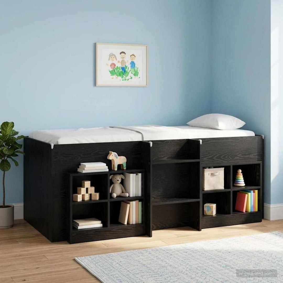Sideboard aus Holzwerkstoff in Schwarz und Eichenbraun