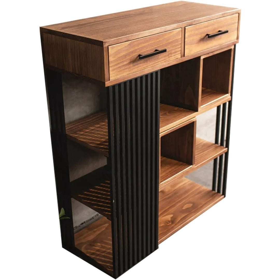 Sideboard in Naturbraun und Schwarz mit Schubladen