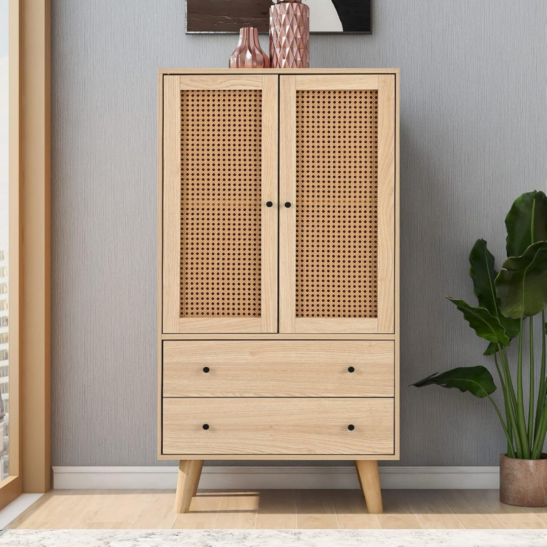 Sideboard verbindet 2 Schubladen und Flechtoptik