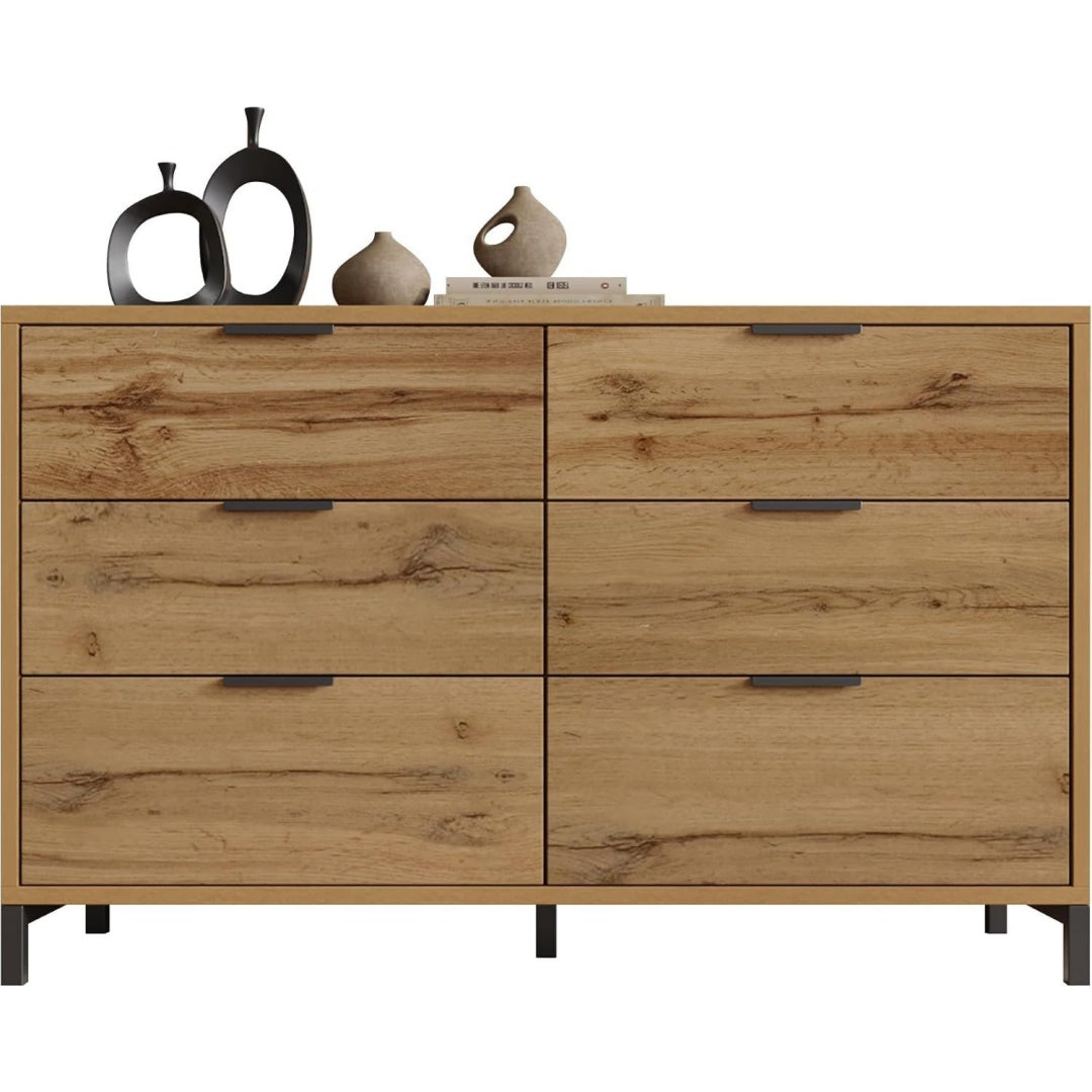 Sideboard mit 6 Schubladen und einem Metallgestell