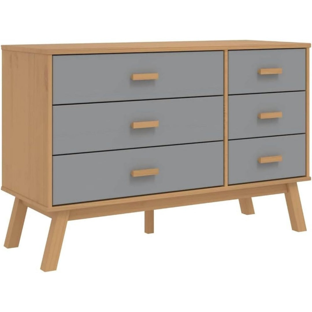 Sideboard aus Kiefernholz zeigt Schubladen
