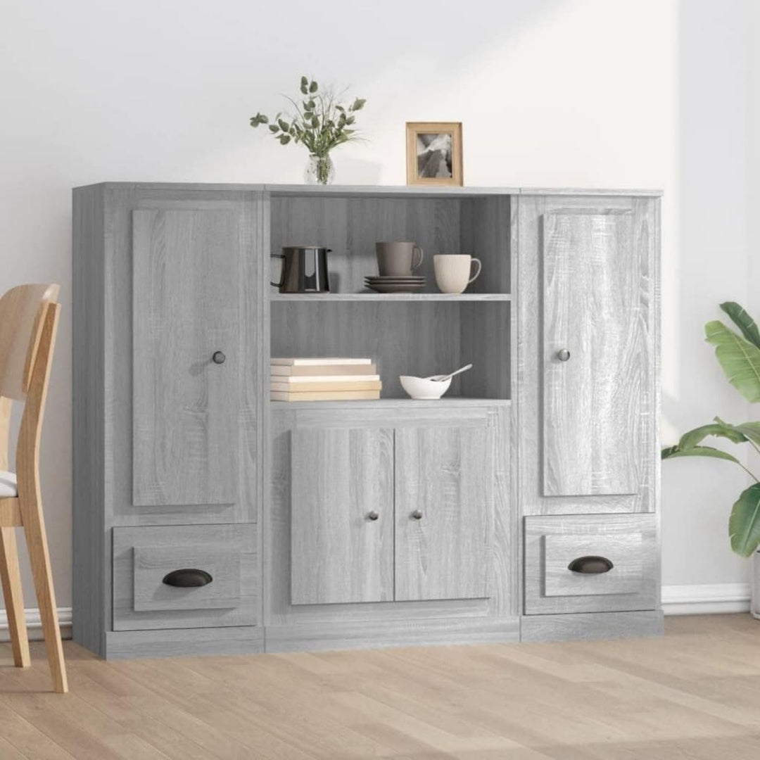 Hochschrank mit den Massen 132 x 35.5 x 103.5 cm in Eichenbraun und Grau