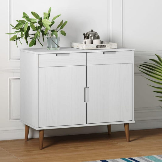 Sideboard mit den Massen 90 x 40 x 80 cm in Weiss und Naturbraun