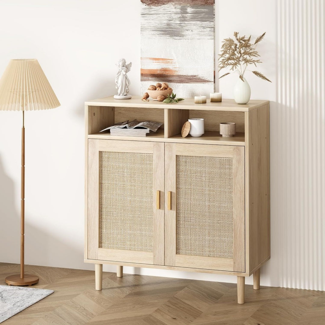 Sideboard verbindet sanft schliessende Fronten und Flechtoptik