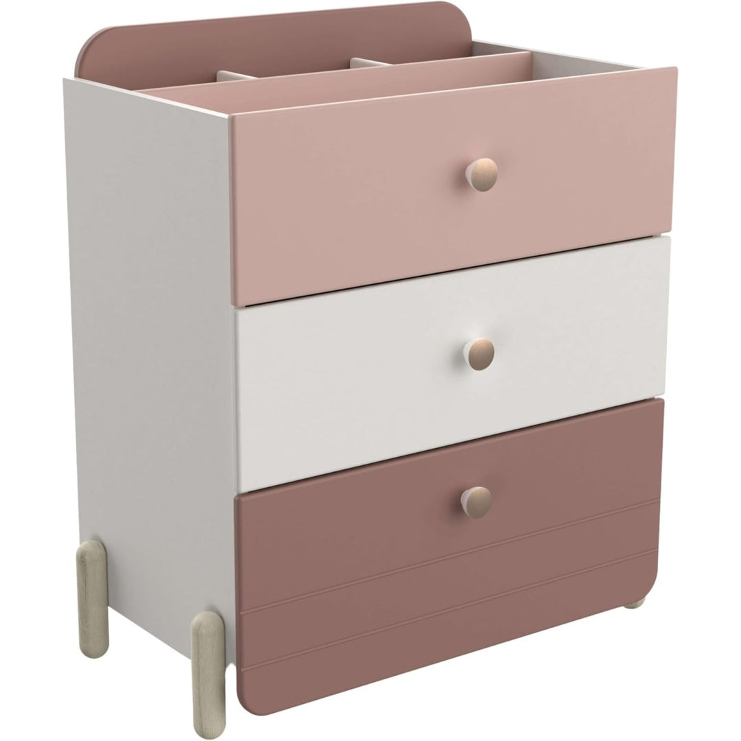 Sideboard mit den Massen 82 x 41 x 73 cm in Weiss und Rosa